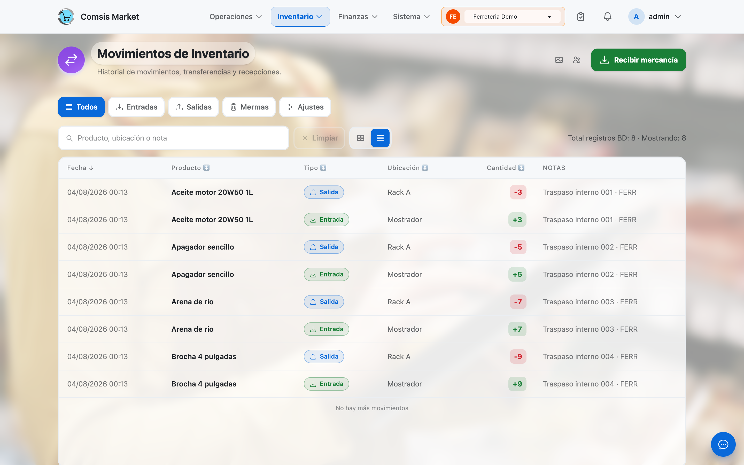 Rutas guiadas de surtido y transferencias entre sucursales