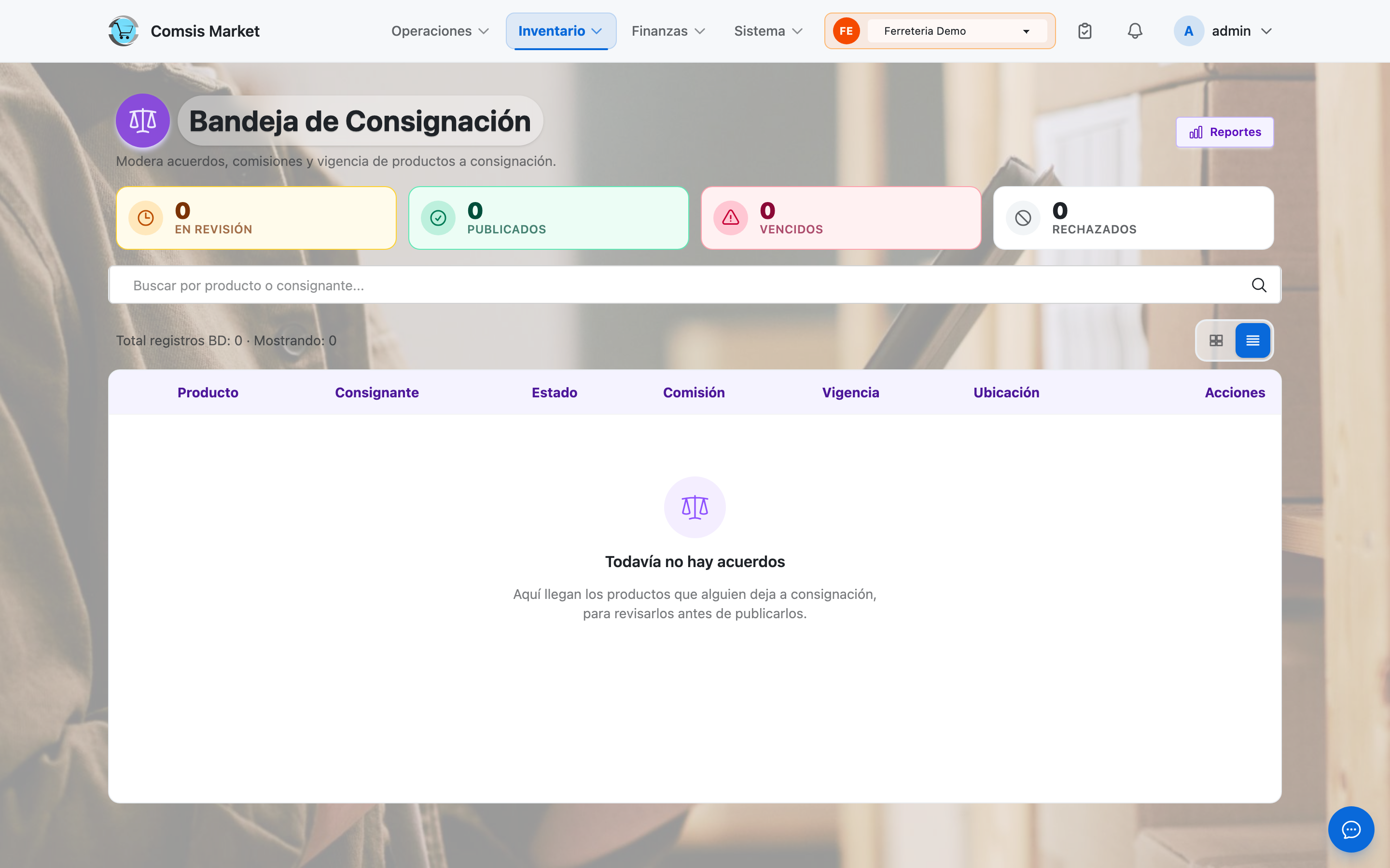 Contratos y porcentajes de comision por acuerdo de consignacion