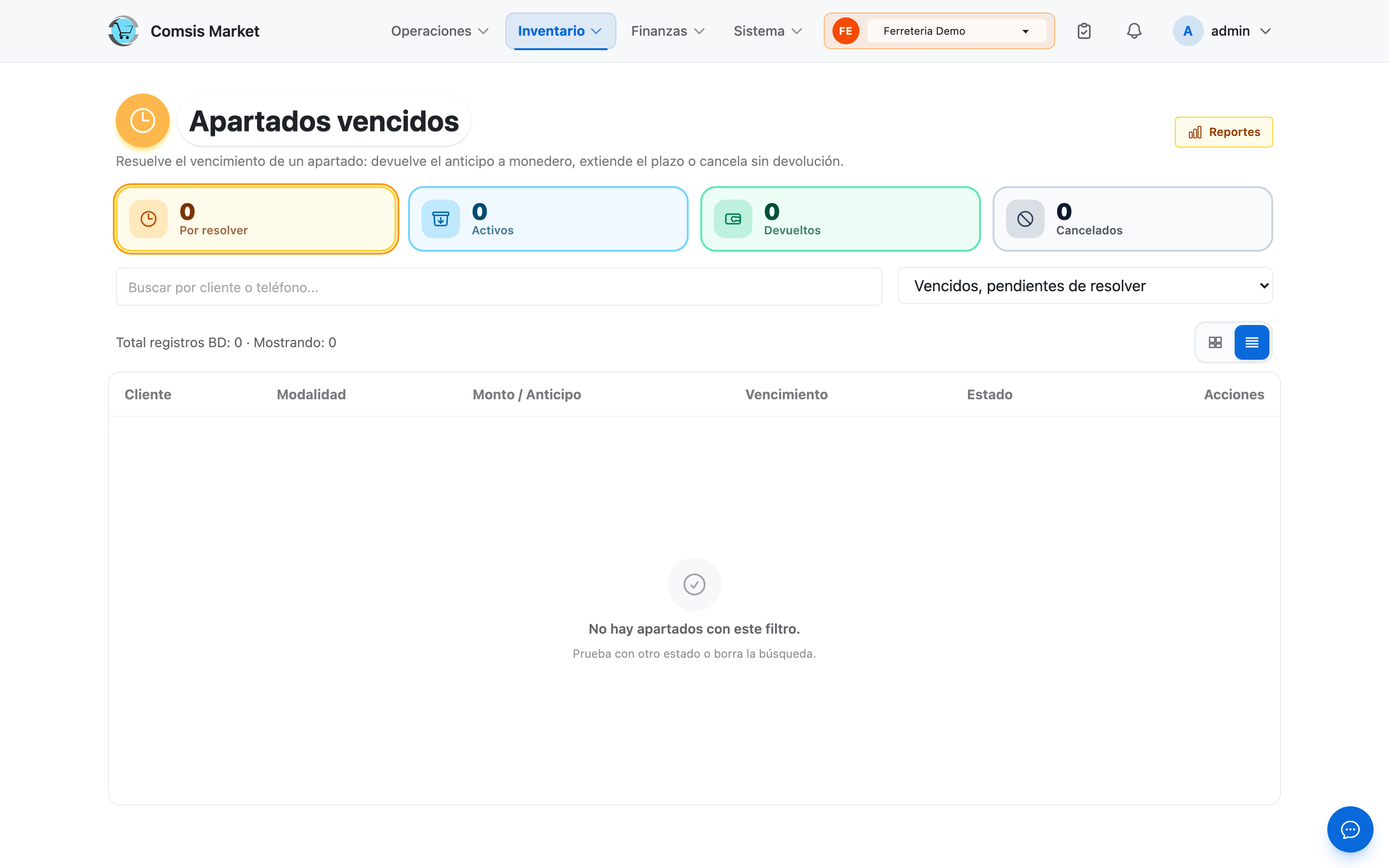 Modulo de apartados con abonos calendarizados y garantia de stock
