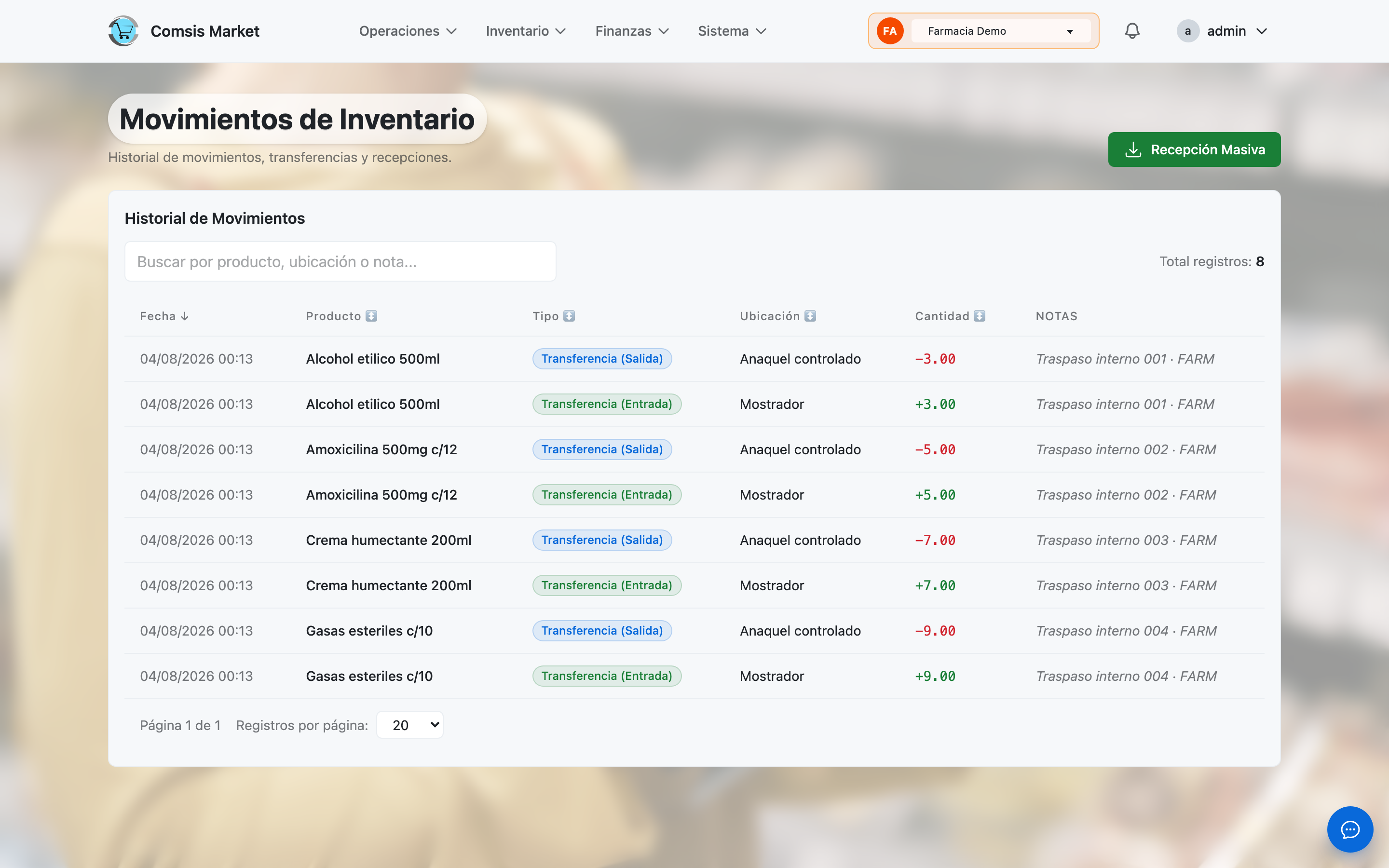 Transferencias de inventario entre ubicaciones y sucursales
