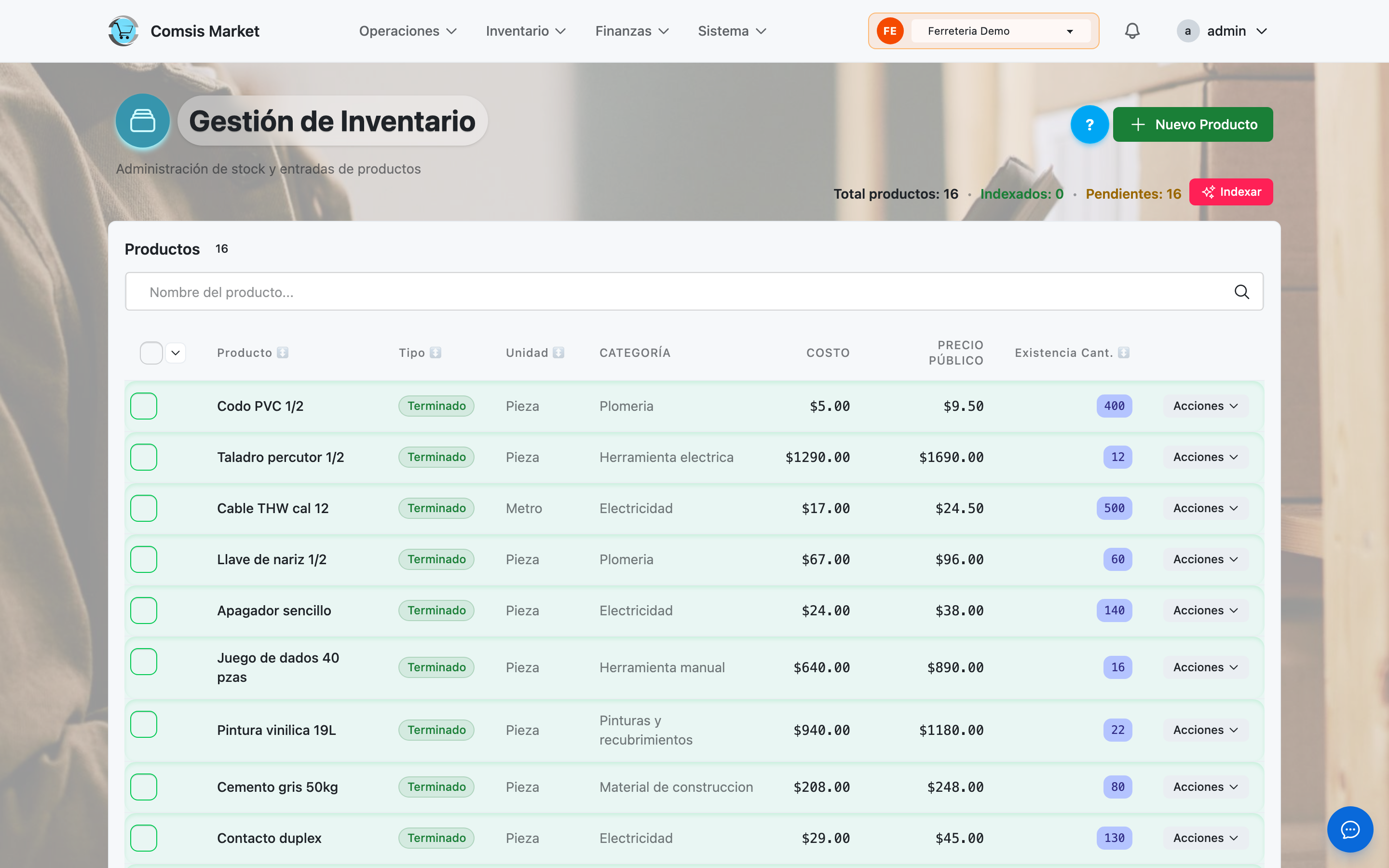 Inventario compartido entre mostrador y tienda en linea