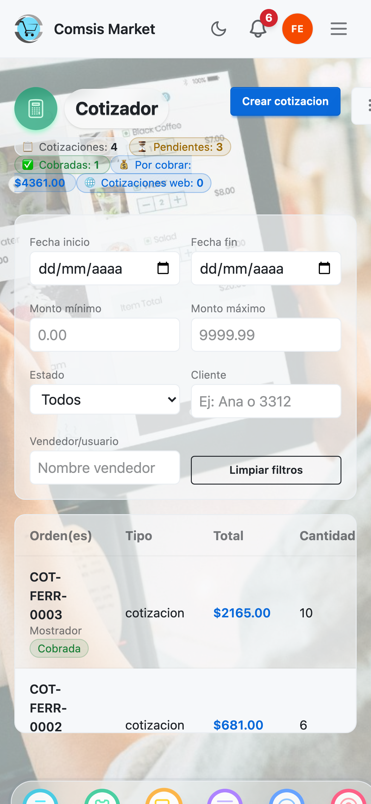 Cotizacion en linea desde telefono movil